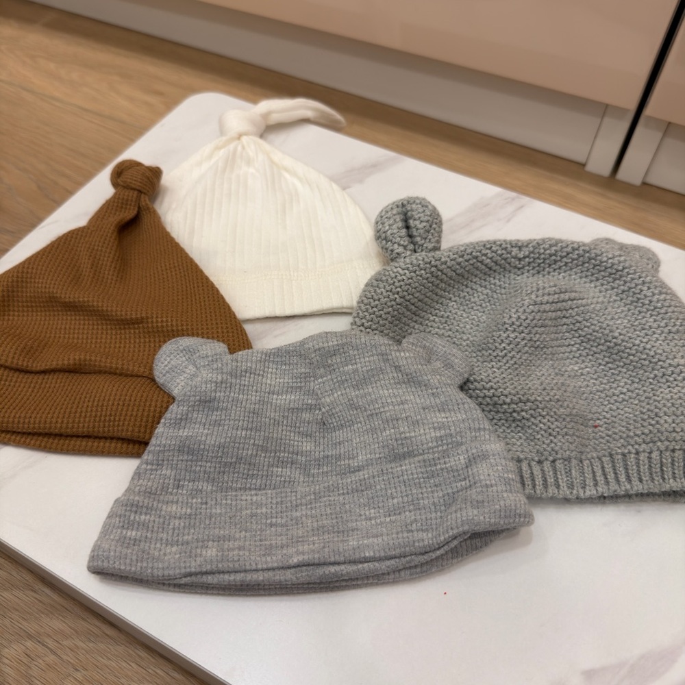 Adorable Kids' Beanie Collection - Tan, White, Gray